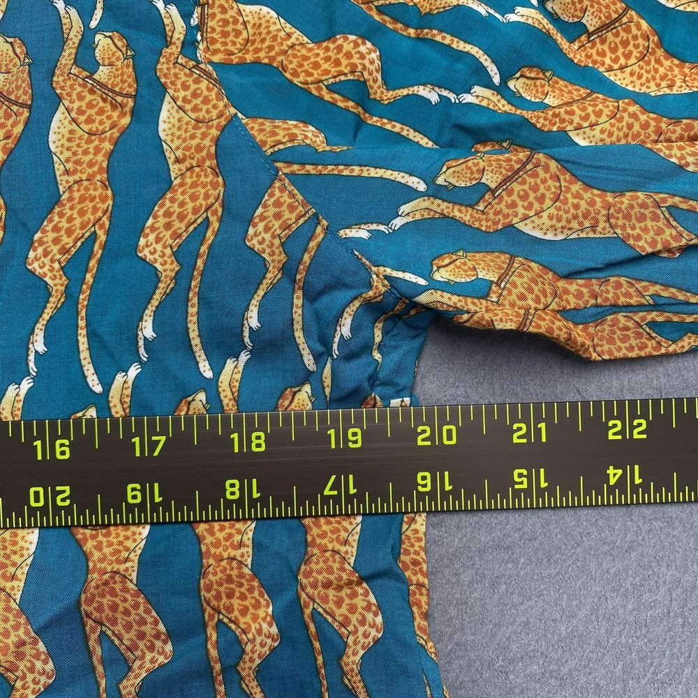 Maeve By Anthropologie Shirt Womens 8 Blue Leopard Button Front Long Sleeve - Picture 8 of 10